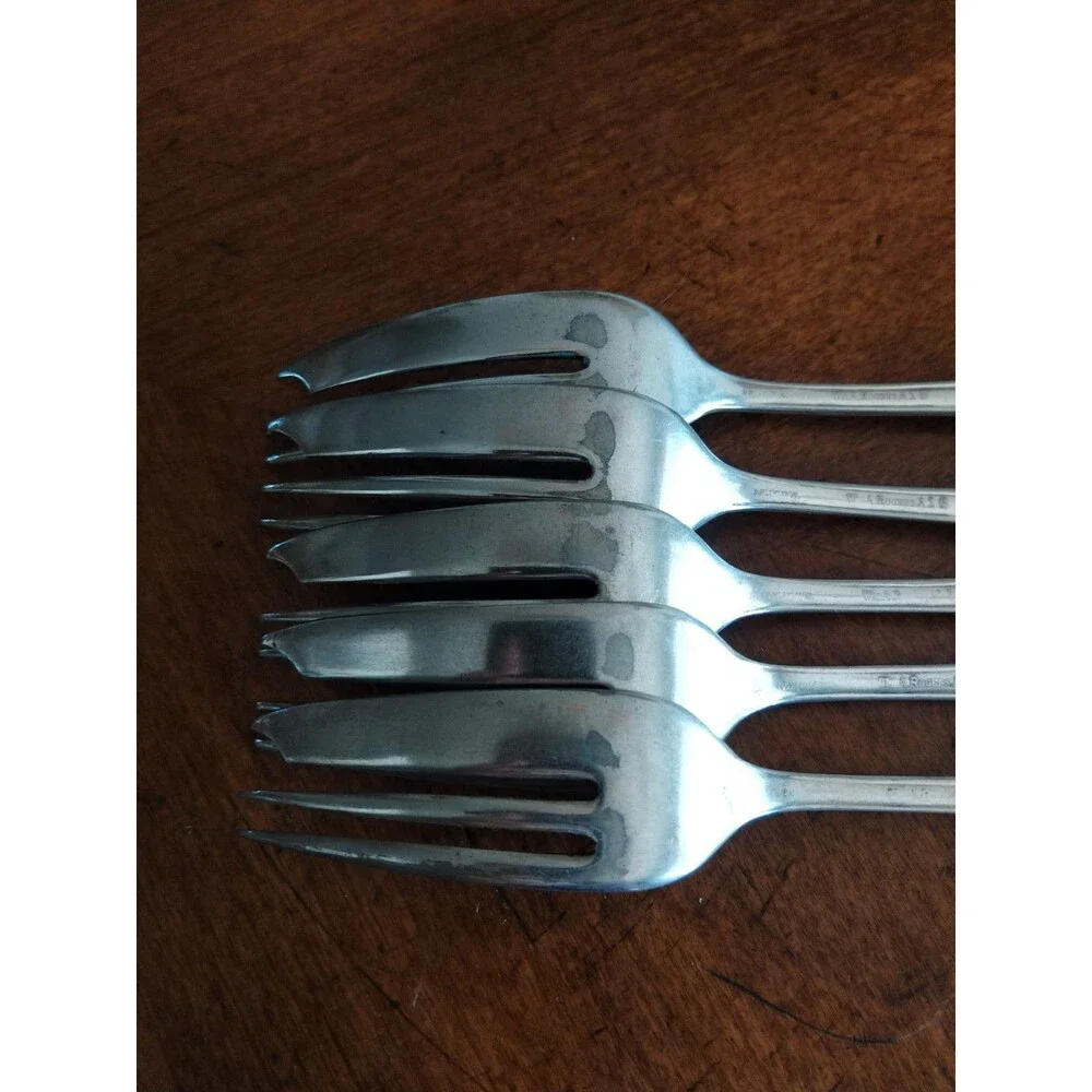 5x Antique Wm A Rogers A10 CARLTON 1898 Silverplate Cake Pastry Pie Fork 6.8
